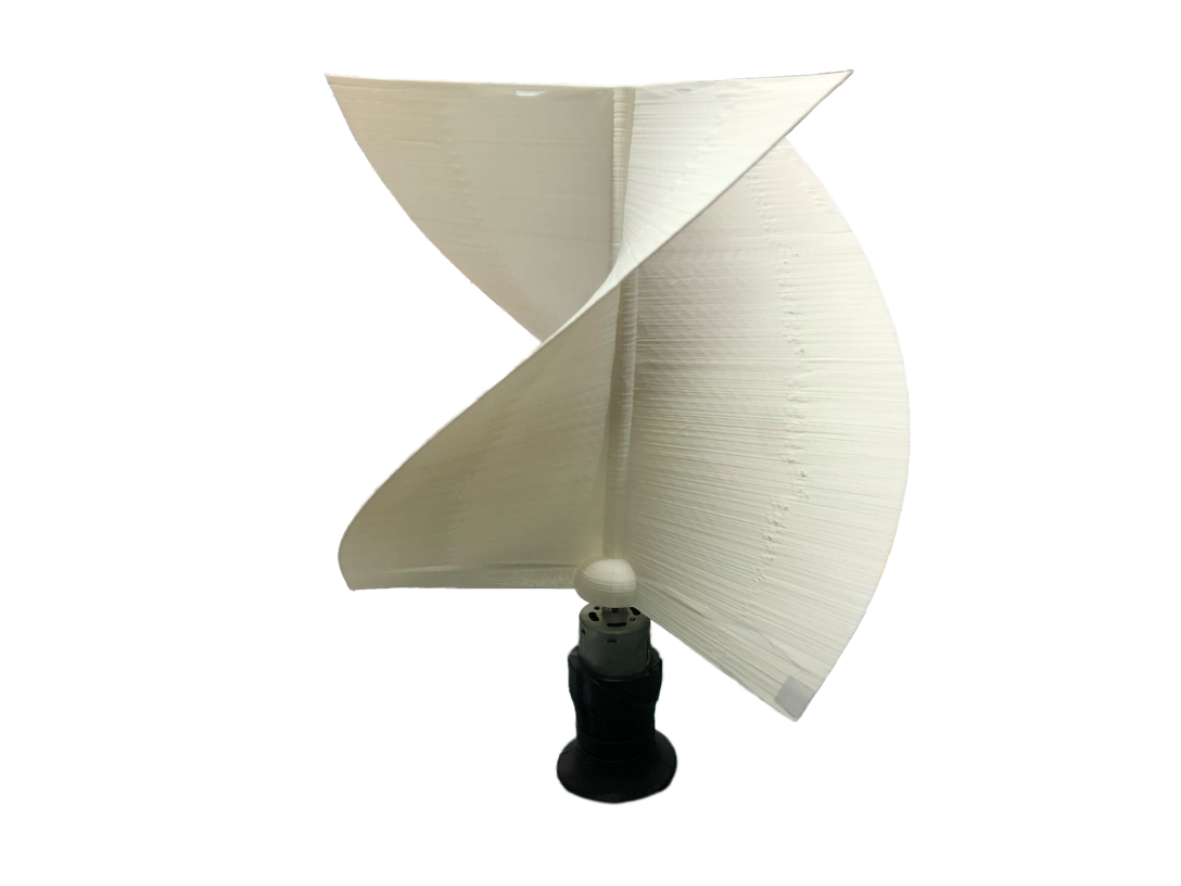Vixel’s white helical projection surface mounted on a motor